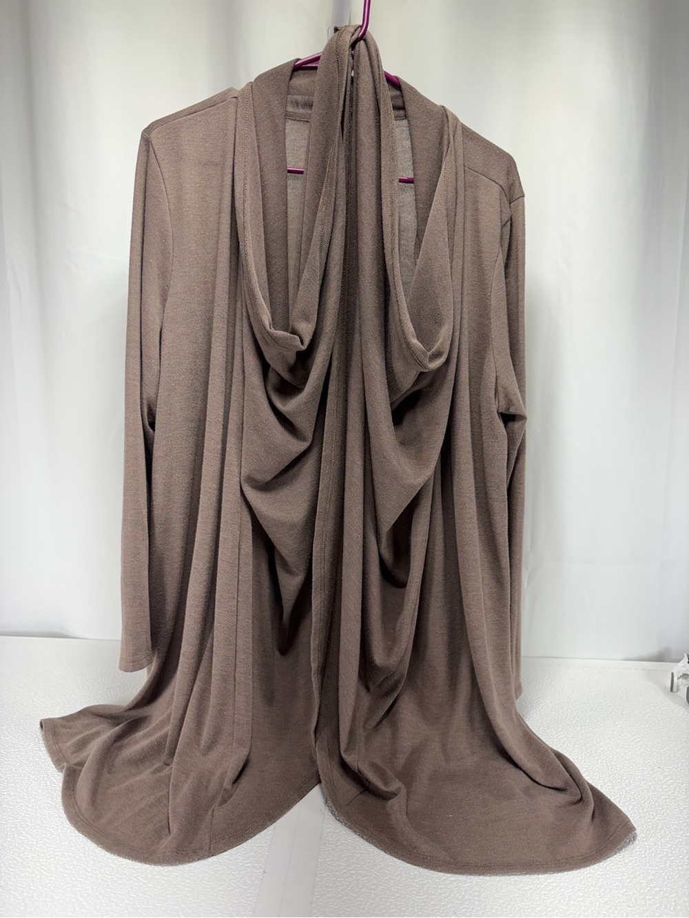 Chico's Mushroom Taupe Draped Open-Front Coatigan 4637